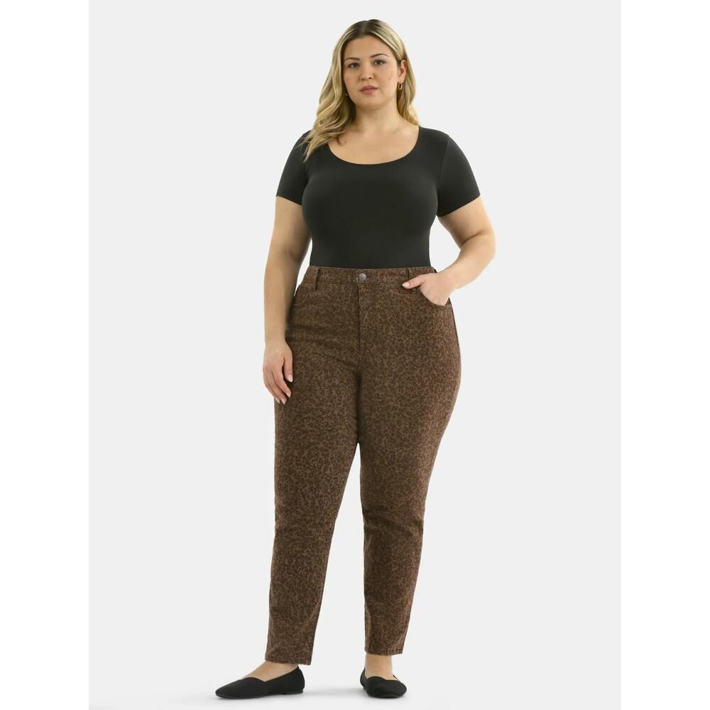 Terra & Sky Women’s Straight High Rise Jeans Size 22W Stylish Denim Brown New